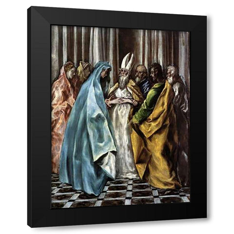 The Marriage Of The Virgin Black Modern Wood Framed Art Print with Double Matting by Greco, El