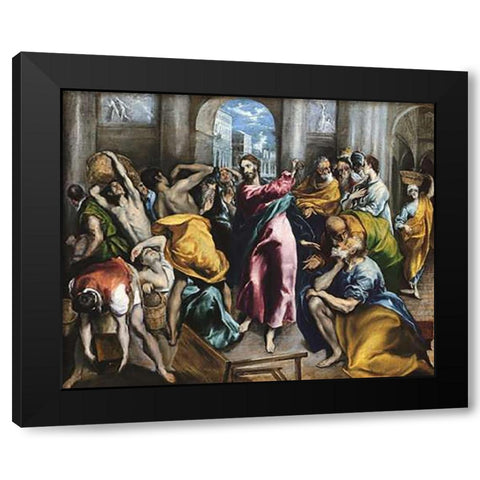 The Purification Of The Temple Black Modern Wood Framed Art Print with Double Matting by Greco, El
