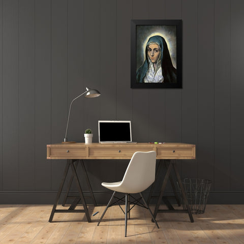 The Virgin Mary Black Modern Wood Framed Art Print by Greco, El