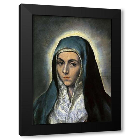 The Virgin Mary Black Modern Wood Framed Art Print with Double Matting by Greco, El