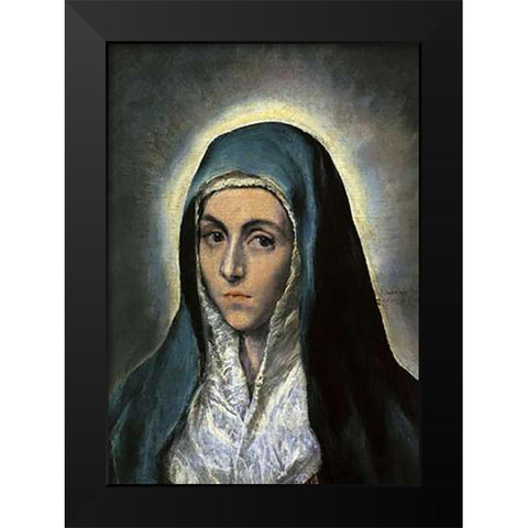 The Virgin Mary Black Modern Wood Framed Art Print by Greco, El