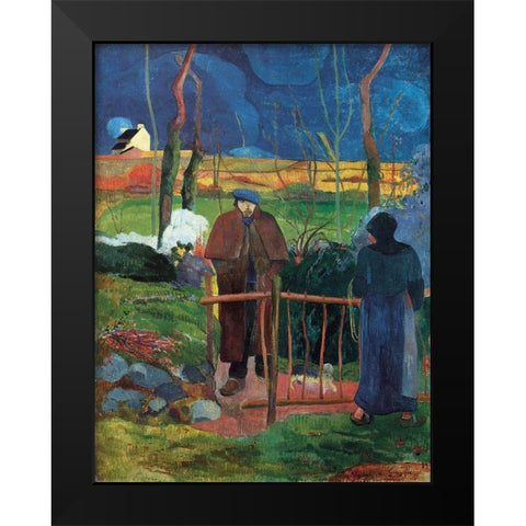 Bonjour Monsieur Black Modern Wood Framed Art Print by Gauguin, Paul