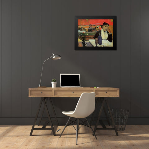 Cafe At Arles Black Modern Wood Framed Art Print by Gauguin, Paul
