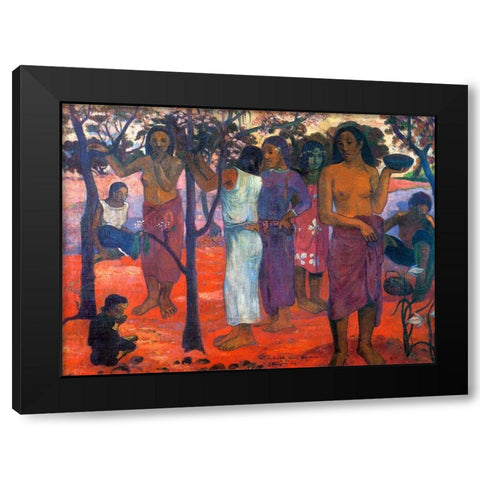 Delightful Day Black Modern Wood Framed Art Print by Gauguin, Paul