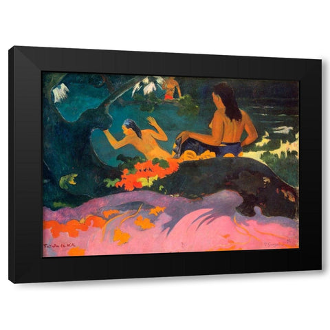 Fatata Te Miti Black Modern Wood Framed Art Print by Gauguin, Paul