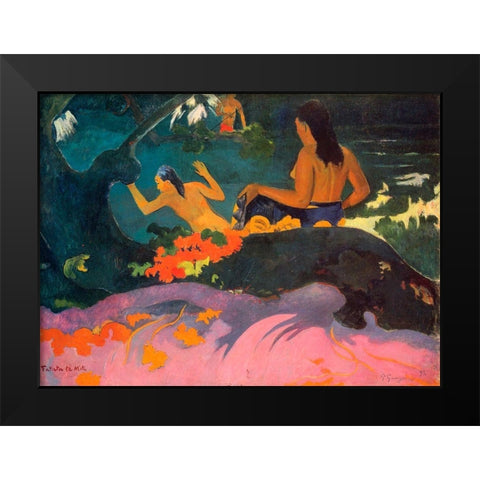 Fatata Te Miti Black Modern Wood Framed Art Print by Gauguin, Paul