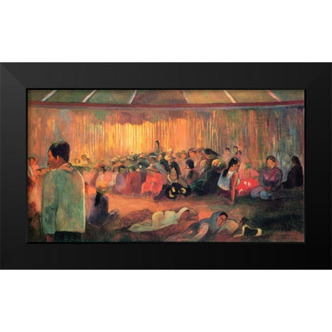House Of Hymns Black Modern Wood Framed Art Print by Gauguin, Paul