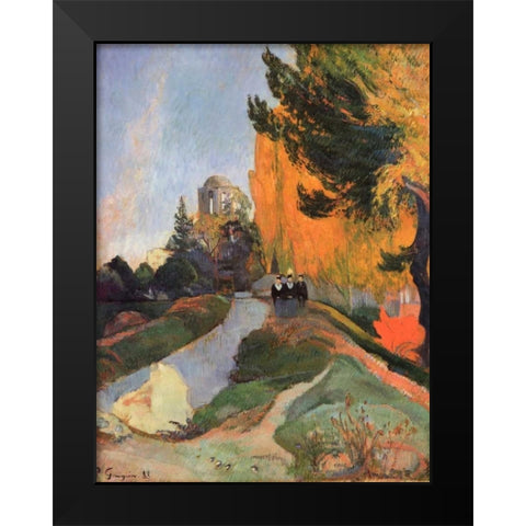 Les Alyscamps Black Modern Wood Framed Art Print by Gauguin, Paul