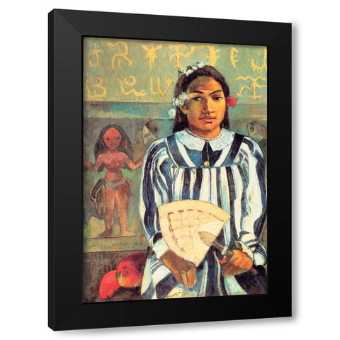 Merahi Metua No Tehamana Black Modern Wood Framed Art Print with Double Matting by Gauguin, Paul