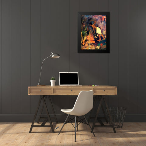 Mysterious Water Black Modern Wood Framed Art Print by Gauguin, Paul