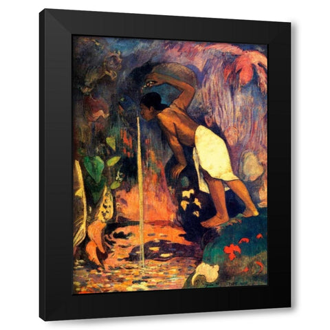 Mysterious Water Black Modern Wood Framed Art Print with Double Matting by Gauguin, Paul