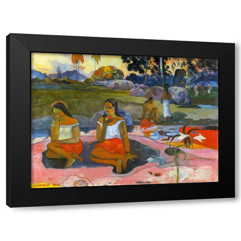 Nave Nave Moe Black Modern Wood Framed Art Print by Gauguin, Paul