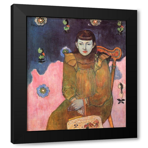Portrait Of A Girl Black Modern Wood Framed Art Print by Gauguin, Paul