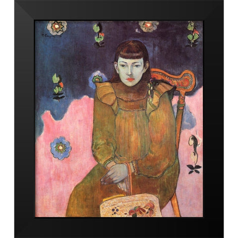 Portrait Of A Girl Black Modern Wood Framed Art Print by Gauguin, Paul