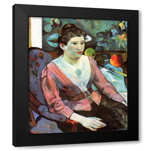 Portrait Of A Seated Woman Black Modern Wood Framed Art Print with Double Matting by Gauguin, Paul