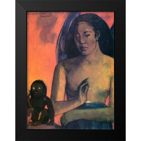 Savage Poems Black Modern Wood Framed Art Print by Gauguin, Paul