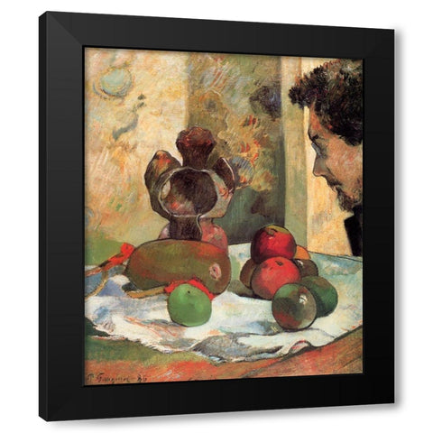 Still Life With Profile Of Charles Laval Black Modern Wood Framed Art Print with Double Matting by Gauguin, Paul