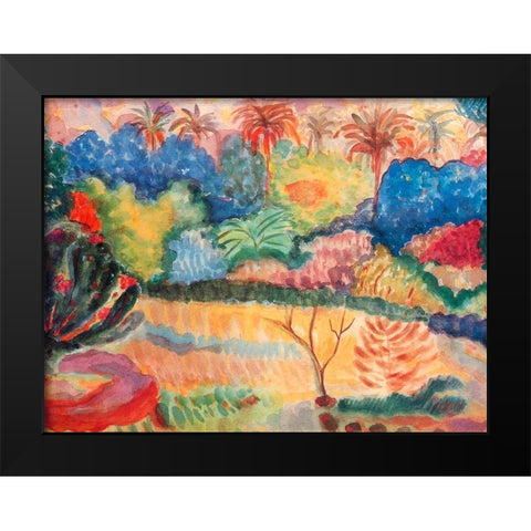 Tahitian Landscape Black Modern Wood Framed Art Print by Gauguin, Paul