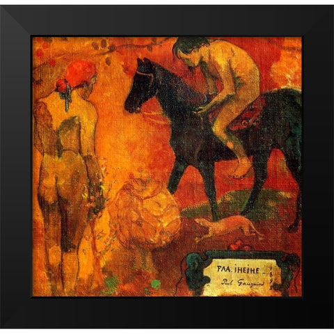 Tahitian Pastoral Detail 1 Black Modern Wood Framed Art Print by Gauguin, Paul