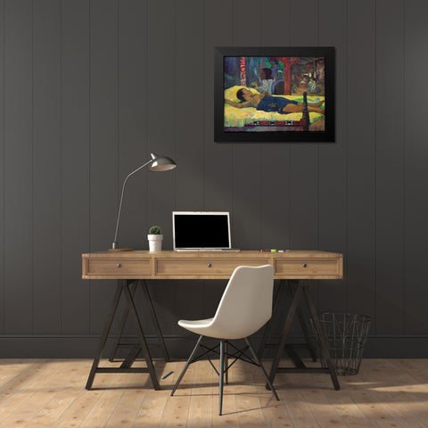 Te Tamari Nu Atua Black Modern Wood Framed Art Print by Gauguin, Paul