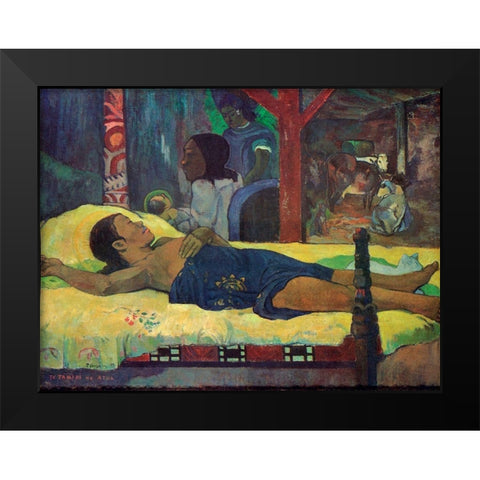 Te Tamari Nu Atua Black Modern Wood Framed Art Print by Gauguin, Paul