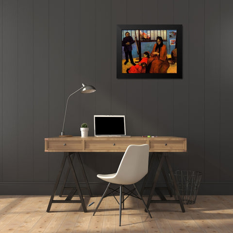 The Schuffnecker Family Black Modern Wood Framed Art Print by Gauguin, Paul