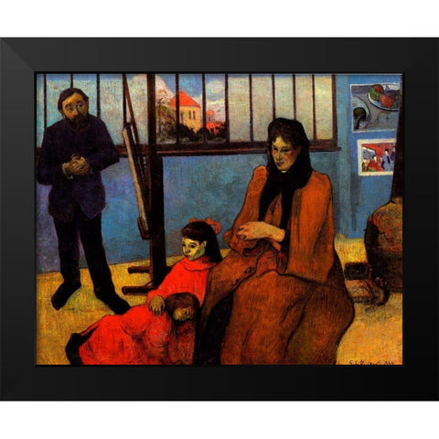 The Schuffnecker Family Black Modern Wood Framed Art Print by Gauguin, Paul