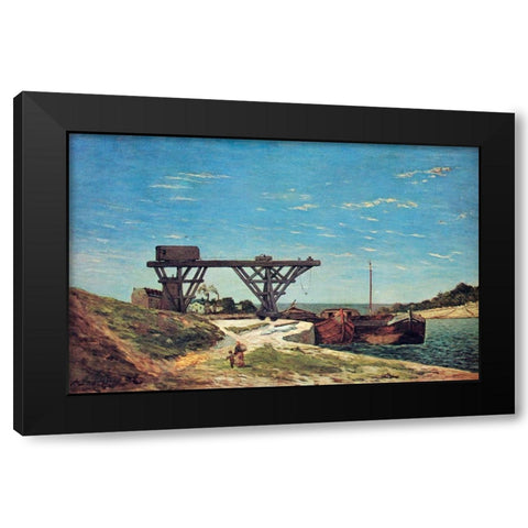The Seine Between Pont DIena And Pont De Grenelle Black Modern Wood Framed Art Print with Double Matting by Gauguin, Paul