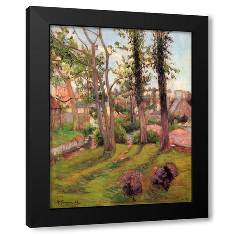 The Turkeys Black Modern Wood Framed Art Print by Gauguin, Paul