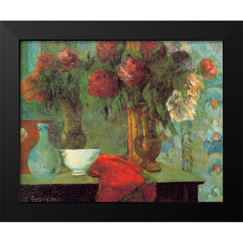 The White Bowl Black Modern Wood Framed Art Print by Gauguin, Paul