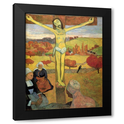 The Yellow Christ Black Modern Wood Framed Art Print with Double Matting by Gauguin, Paul