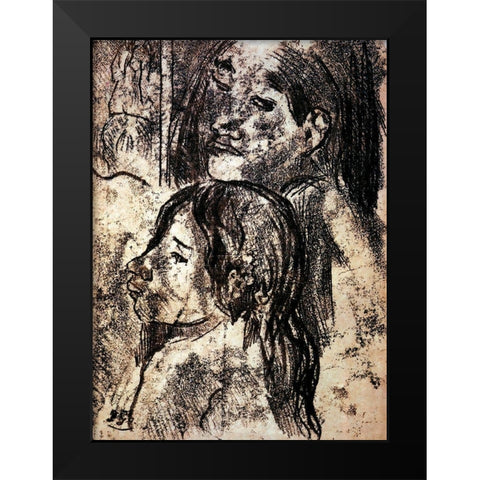 Two Marquesans Black Modern Wood Framed Art Print by Gauguin, Paul