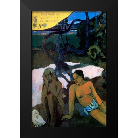 Where Do We Come From Detail 3 Black Modern Wood Framed Art Print by Gauguin, Paul