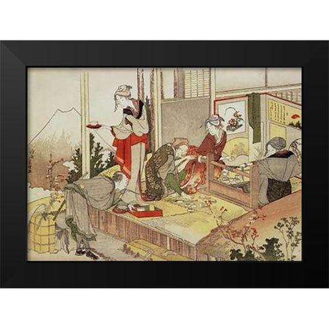 A Netsuke Workshop 1798 Black Modern Wood Framed Art Print by Hokusai