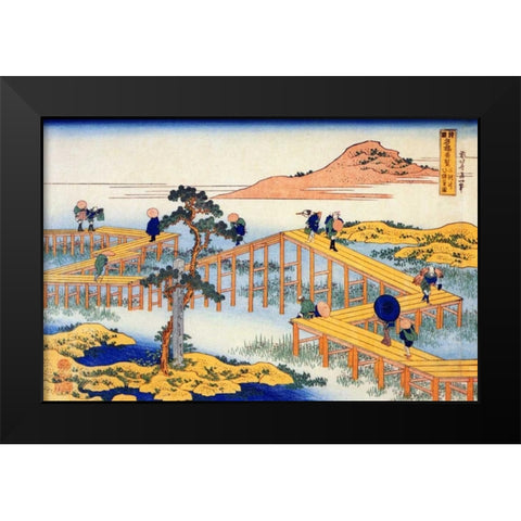 Admiring The Irises At Yatsuhashi In Mikawa Black Modern Wood Framed Art Print by Hokusai