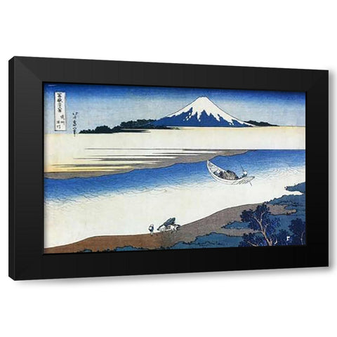 Mount Fuji Seen Above Mist On The Tama River 1831 Black Modern Wood Framed Art Print with Double Matting by Hokusai