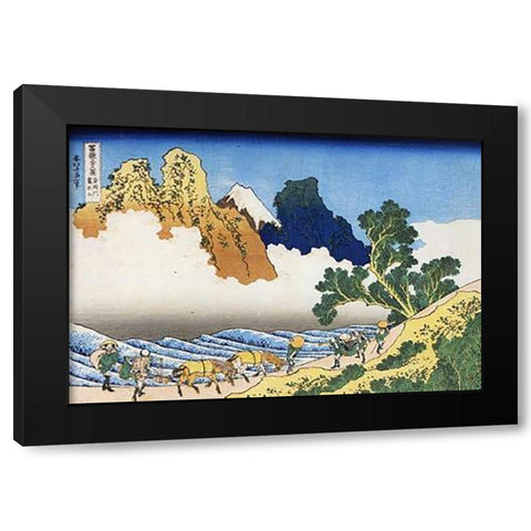 Mount Fuji Seen From The Banks Of Minobu River 1835 Black Modern Wood Framed Art Print with Double Matting by Hokusai