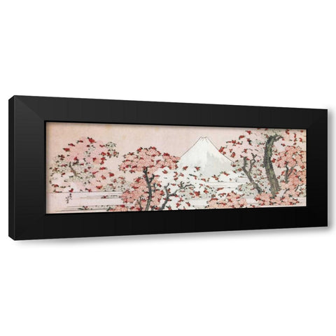 Mount Fuji With Cherry Trees In Bloom 1800 Black Modern Wood Framed Art Print with Double Matting by Hokusai