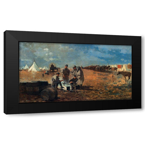 A Rainy Day In Camp Black Modern Wood Framed Art Print with Double Matting by Homer, Winslow