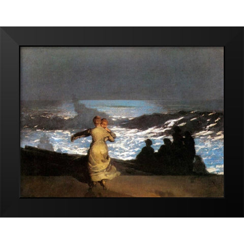 A Summer Night Black Modern Wood Framed Art Print by Homer, Winslow