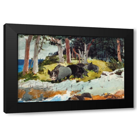 Bermuda Settlers Black Modern Wood Framed Art Print by Homer, Winslow
