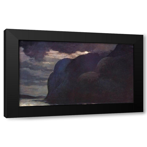 Cape Trinity Saguenay River Moonlight Black Modern Wood Framed Art Print by Homer, Winslow