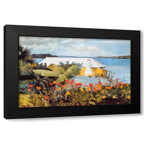 Flower Garden And Bungalow Bermuda Black Modern Wood Framed Art Print by Homer, Winslow