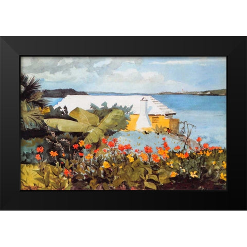 Flower Garden And Bungalow Bermuda Black Modern Wood Framed Art Print by Homer, Winslow
