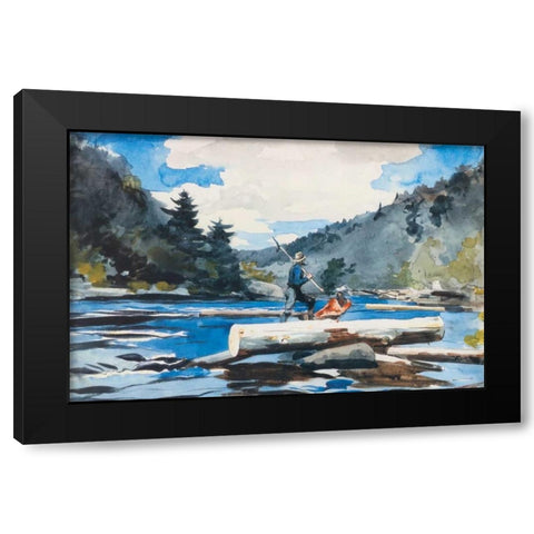 Hudson River Logging Black Modern Wood Framed Art Print with Double Matting by Homer, Winslow
