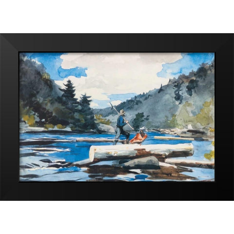 Hudson River Logging Black Modern Wood Framed Art Print by Homer, Winslow