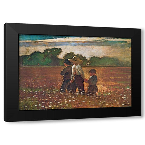 In The Mowing Black Modern Wood Framed Art Print by Homer, Winslow
