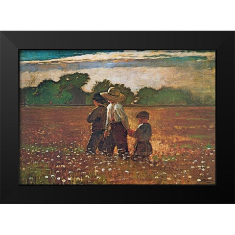 In The Mowing Black Modern Wood Framed Art Print by Homer, Winslow
