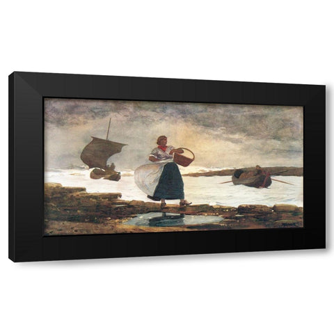 Inside The Bar Tynemouth Black Modern Wood Framed Art Print by Homer, Winslow