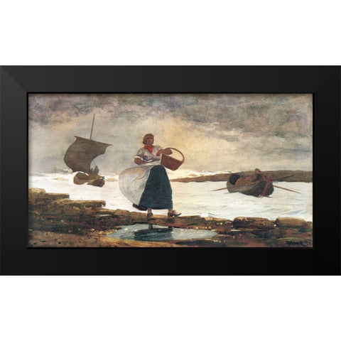 Inside The Bar Tynemouth Black Modern Wood Framed Art Print by Homer, Winslow